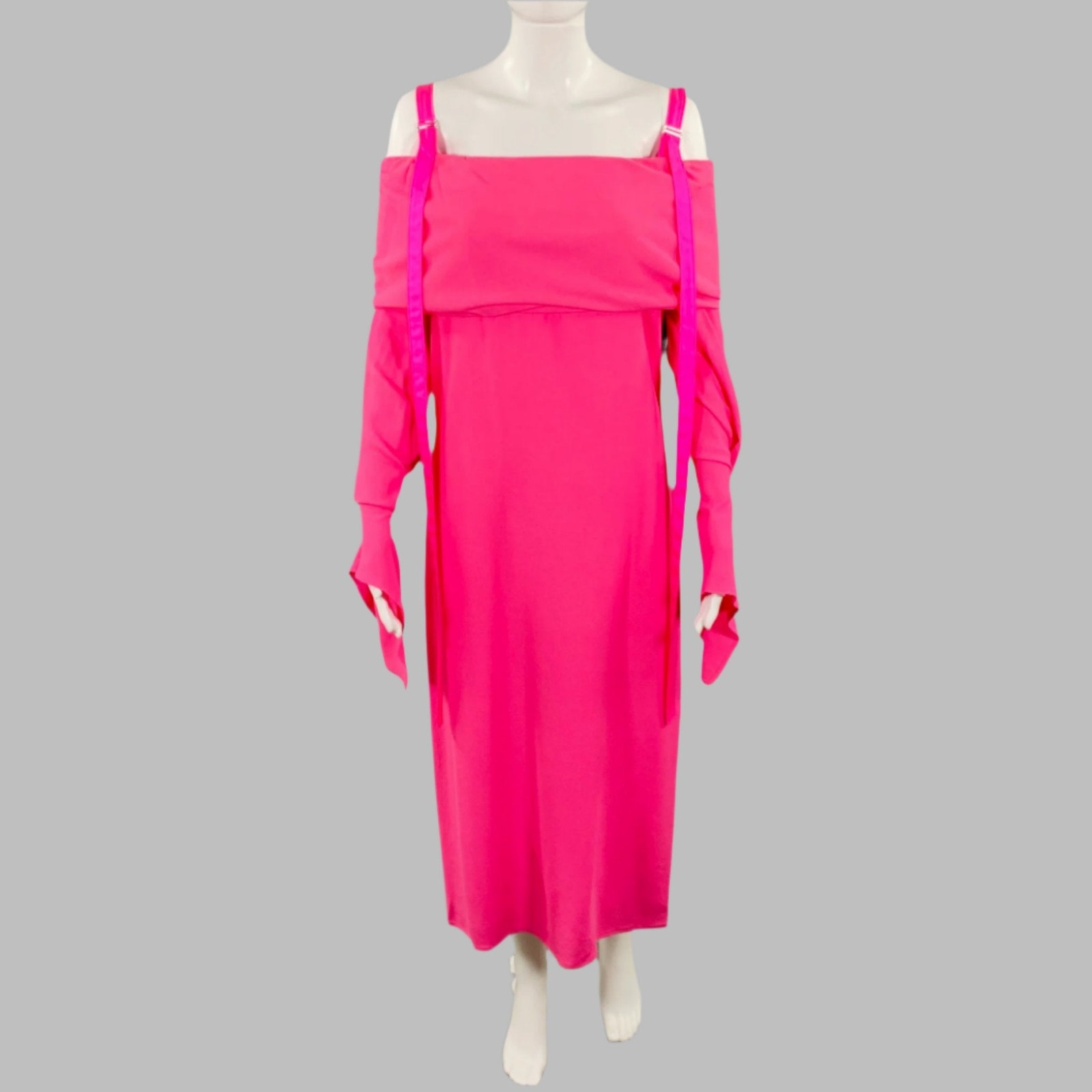 Sies Marjan Size 4 Pink Crepe Viscose Wool Off Shoulder Dress